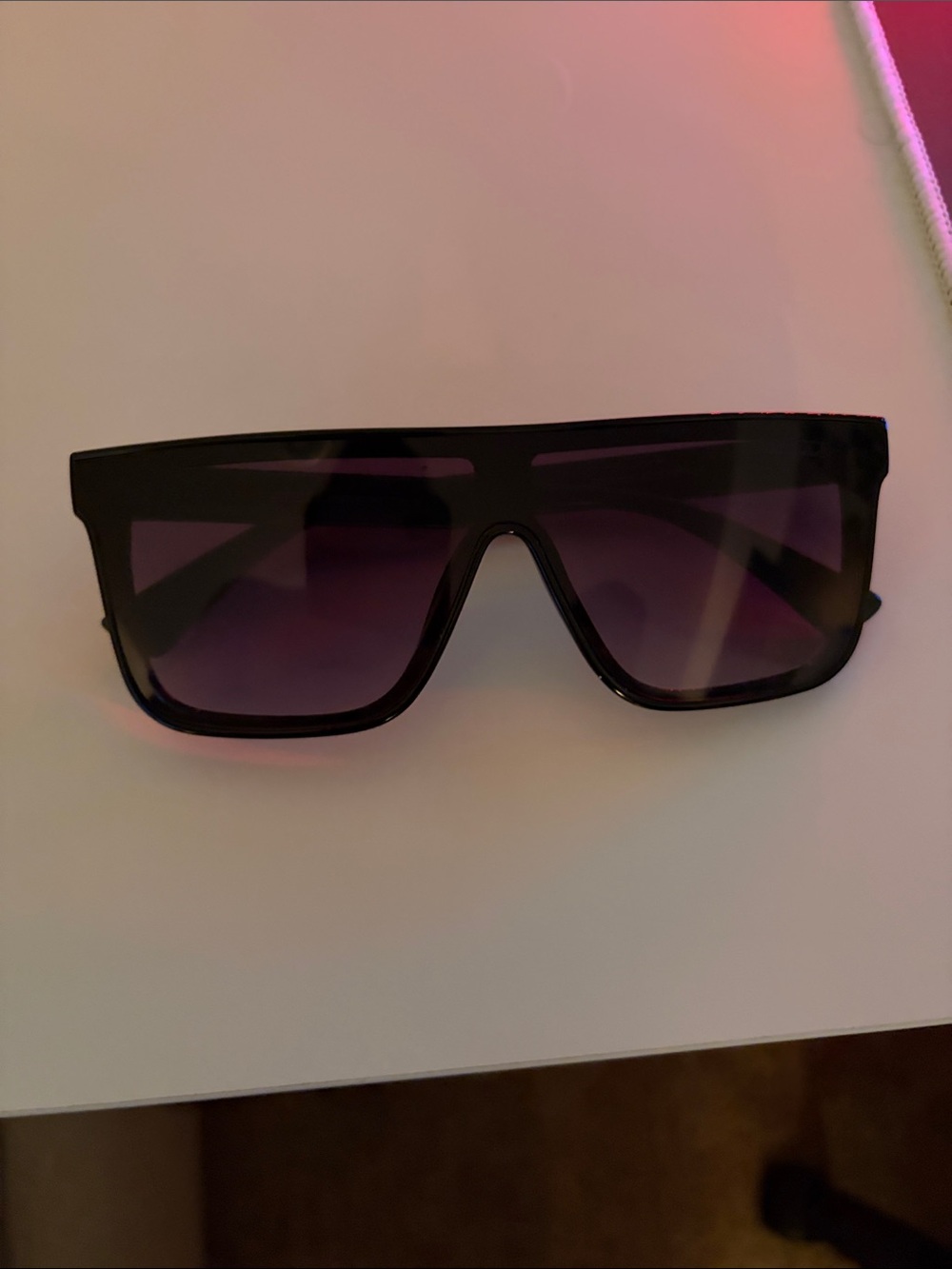 Gucci Black Shield Sunglasses with Purple Gradient Lenses